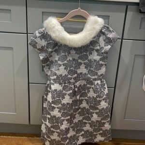 White fur collar formal dress